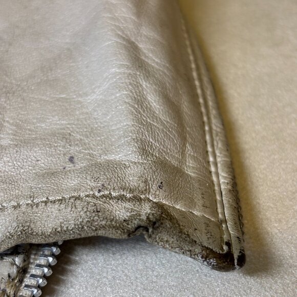 Chrome Hearts Distressed Leather Jacket – Pearl White (Vintage / Well-Worn) - Picture 9 of 14